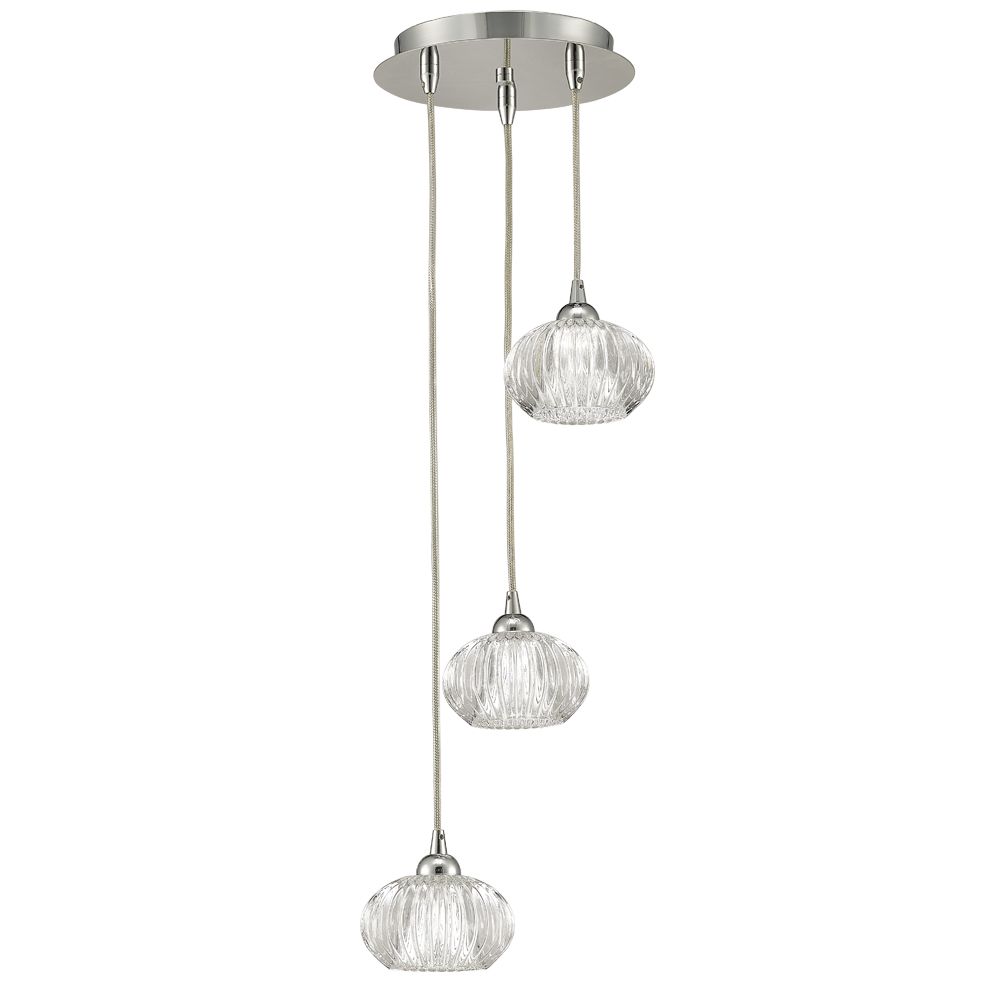 Franco Vetro Trasparente Triple Multi Glass Pendant