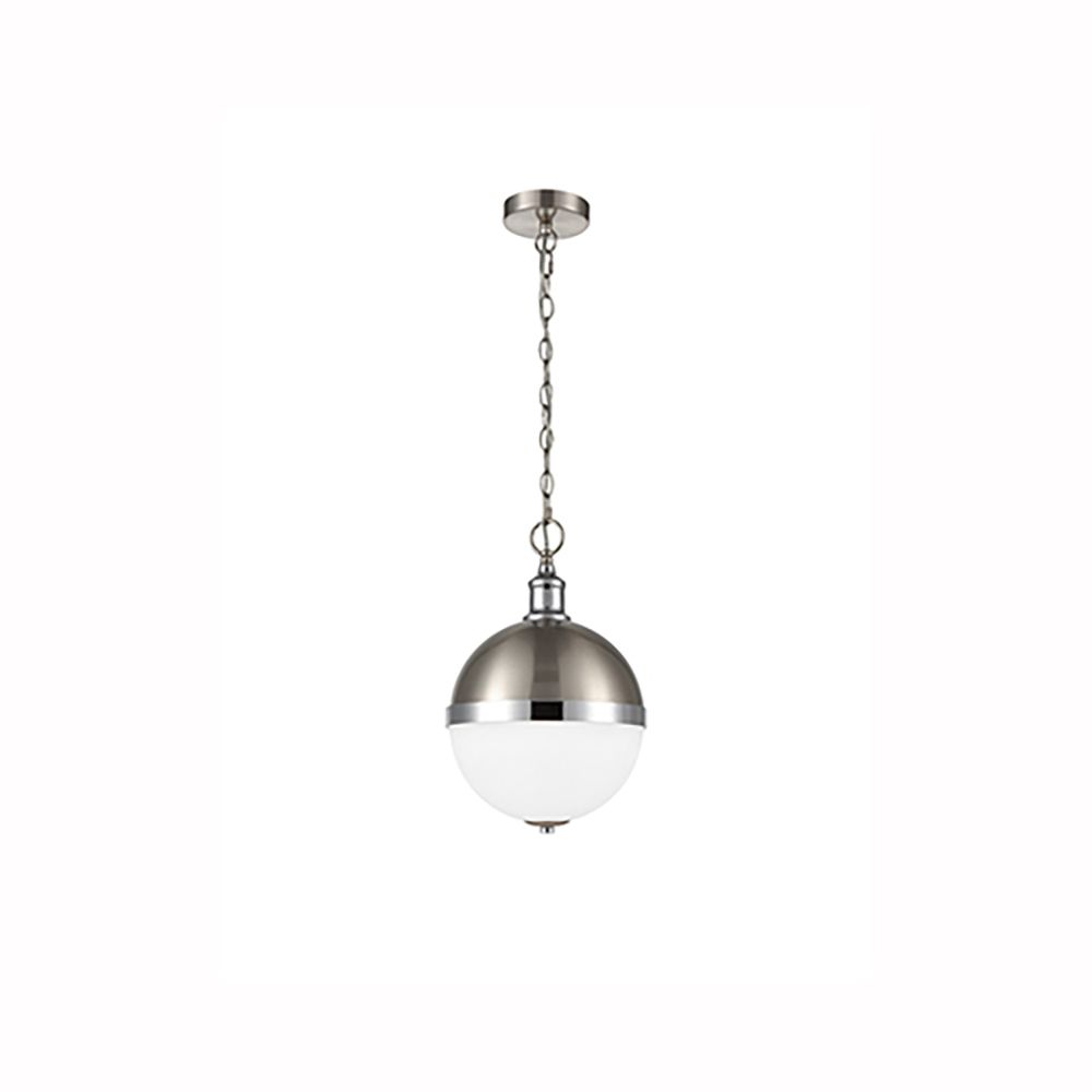 Franco Globo Small Satin Nickel and Opal Glass Pendant