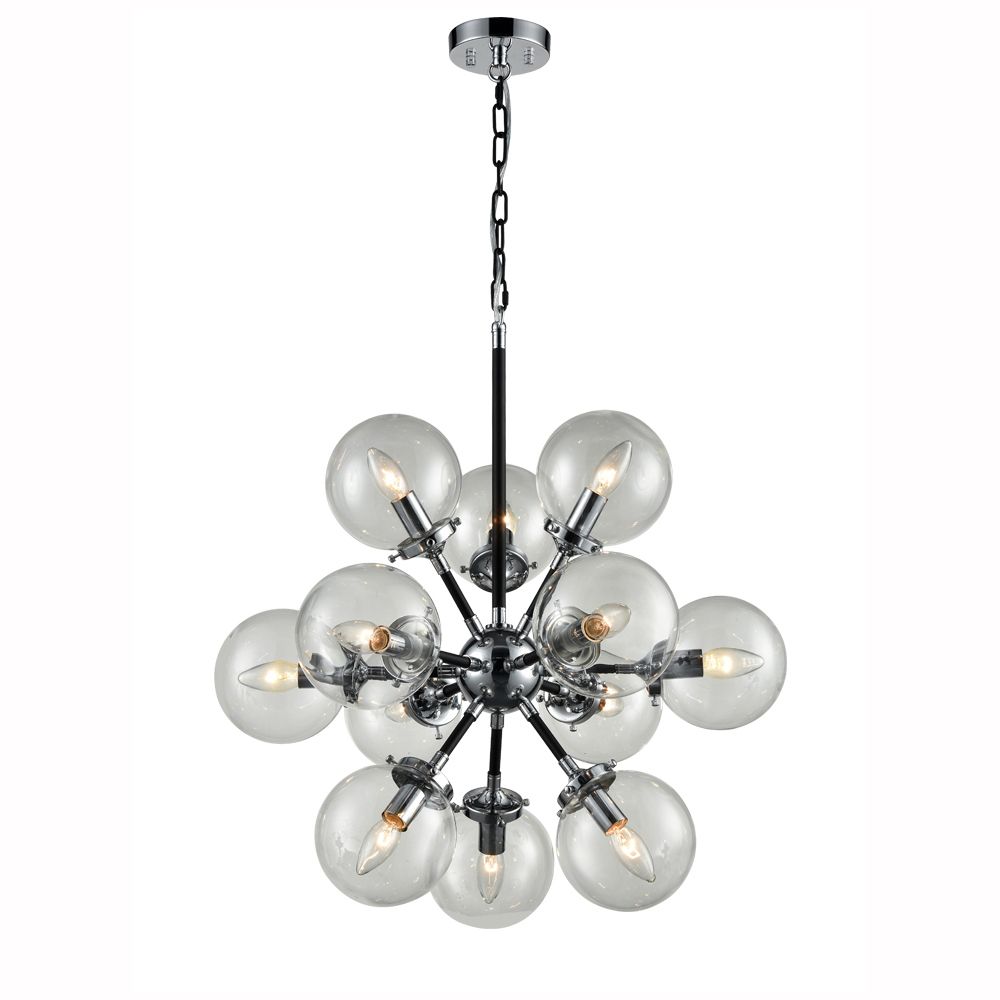 Franco Solaris 12lt Matt Black and Chrome Pendant