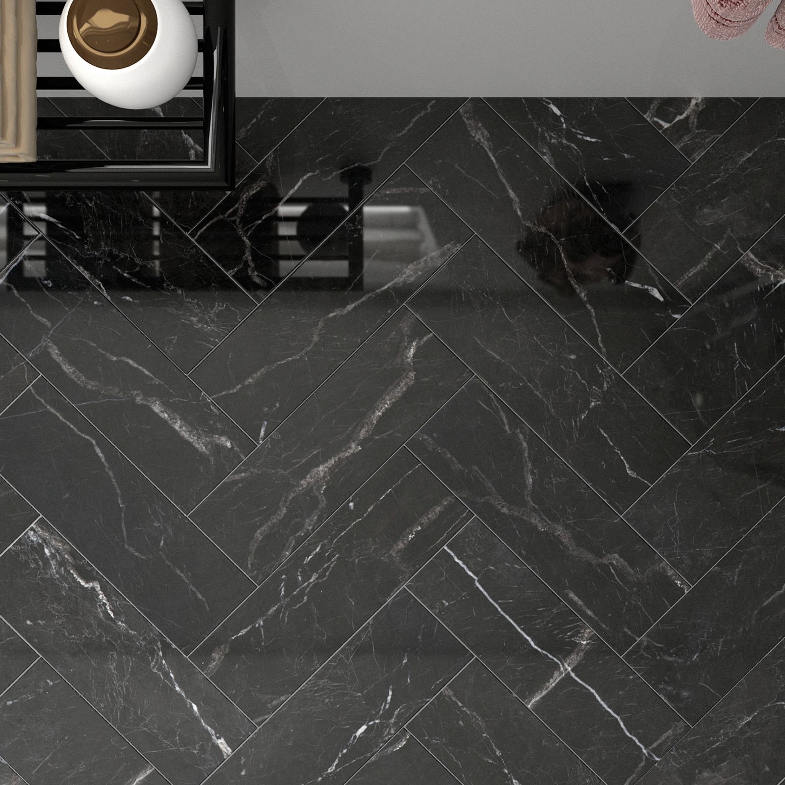 St Laurent Herringbone Polished Marble