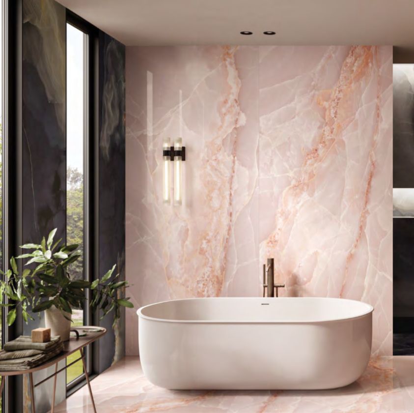 La Supra Onyx Pink Polished Tiles