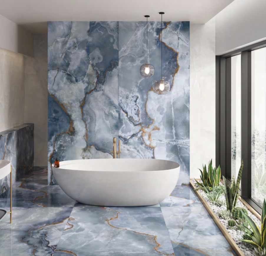 La Supra Onyx Blue Polished Tiles
