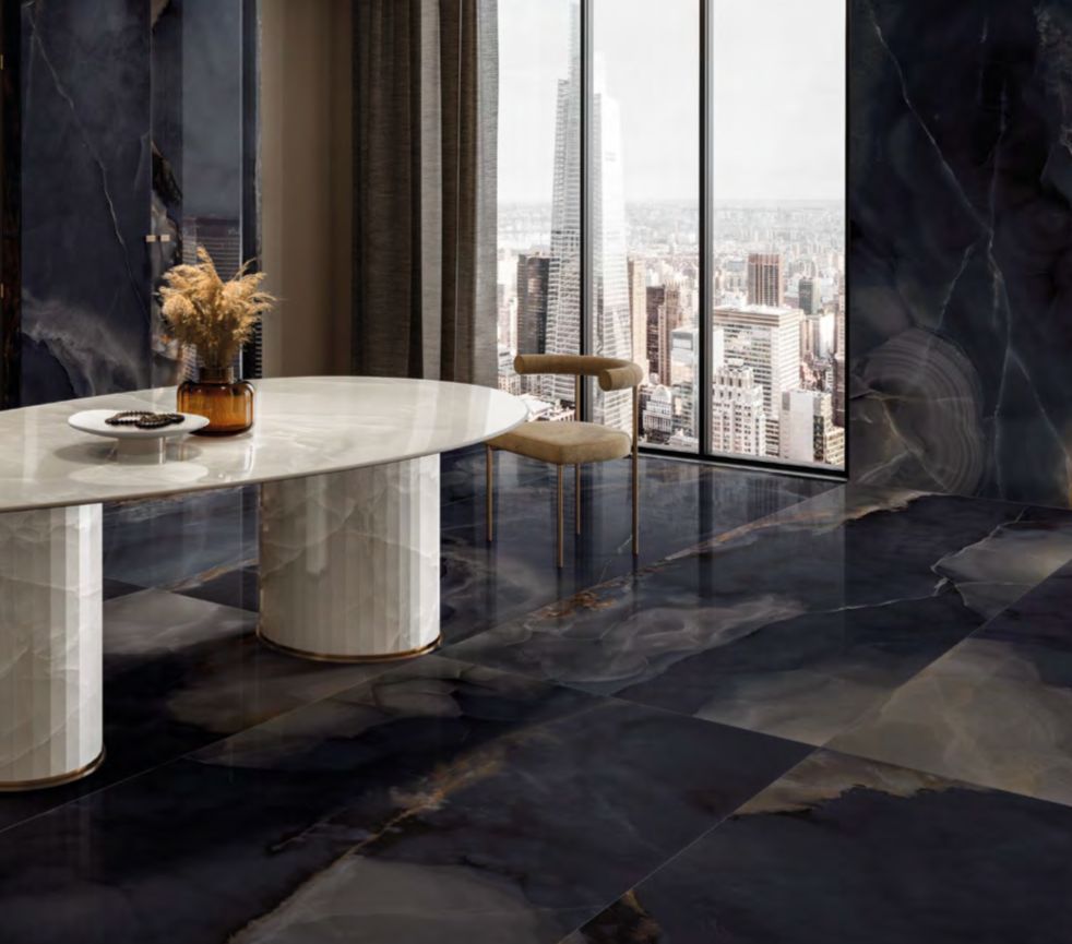 La Supra Onyx Black Polished Tiles