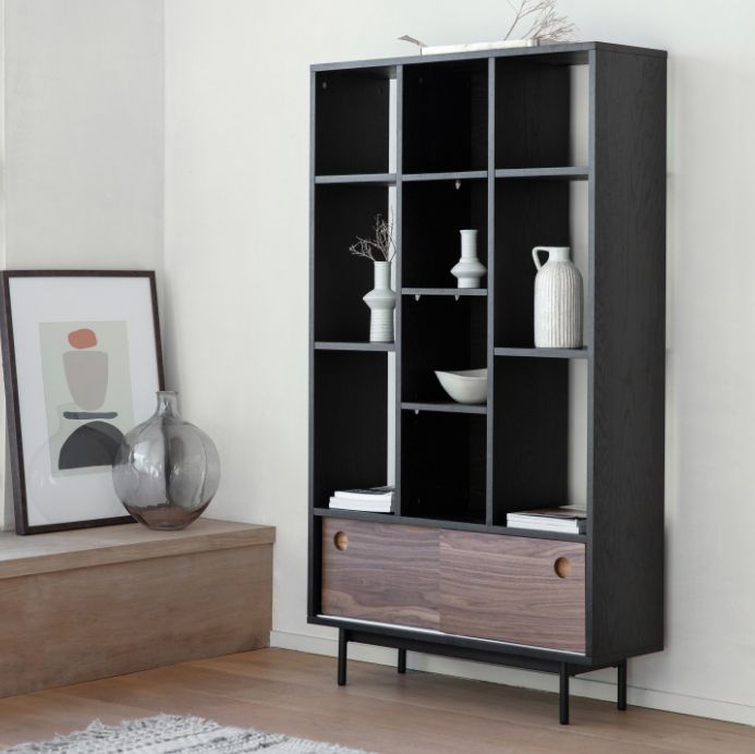Walnut and Charcoal Display Unit