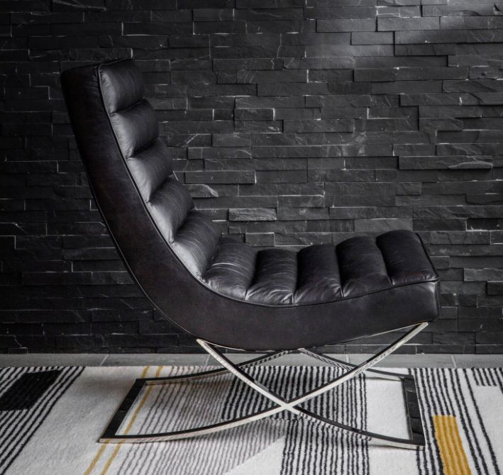 Charcoal Leather Lounger - Image 2