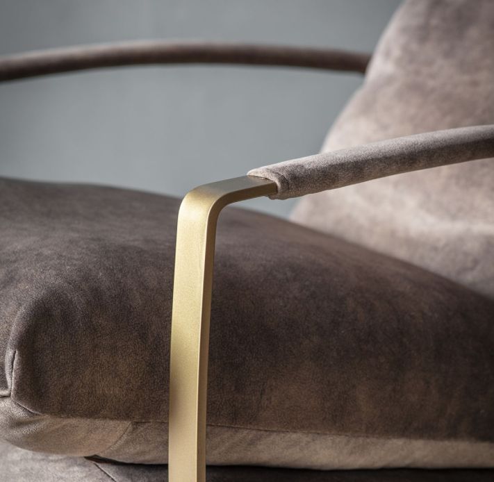 Tan and Brass Lounger Chair - Image 3