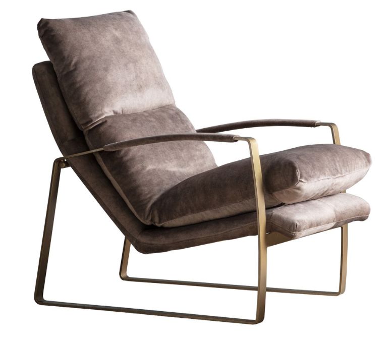 Tan and Brass Lounger Chair - Image 4
