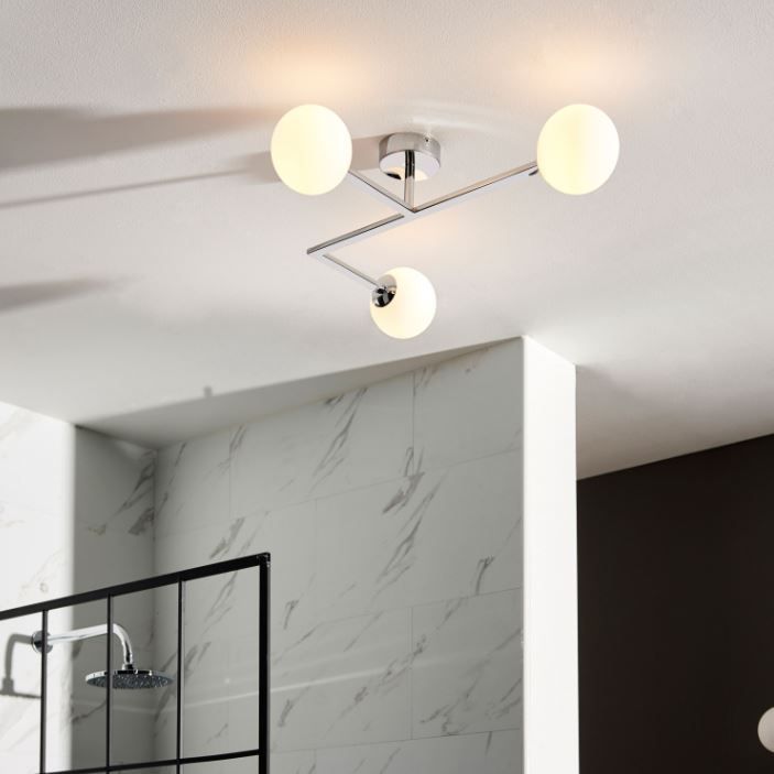 Bodian Chrome Bathroom Flush Ceiling Light