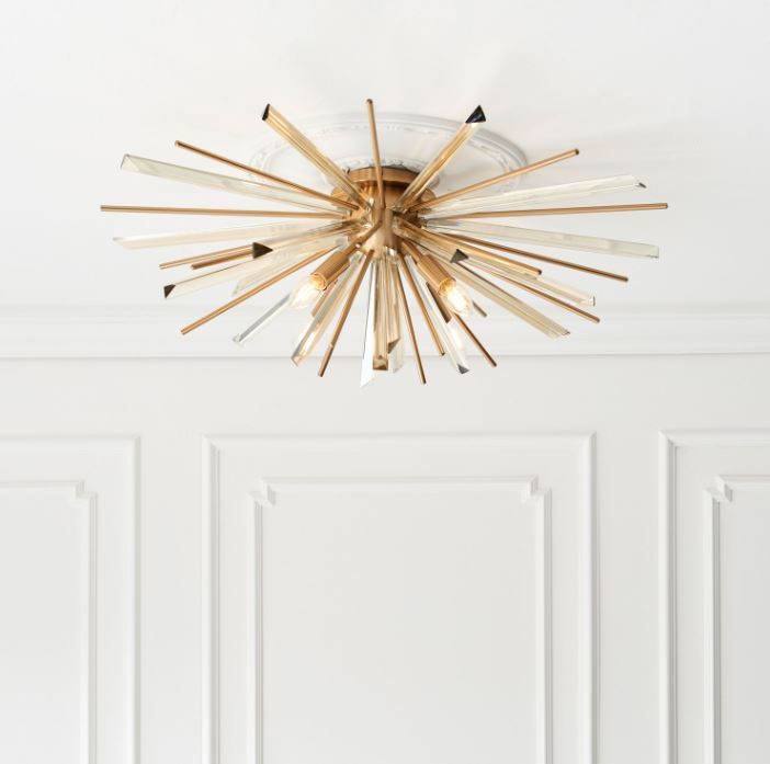 Atom Champagne Flush Ceiling Light