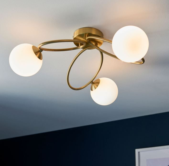 Eclipse Brass Flush Ceiling Light