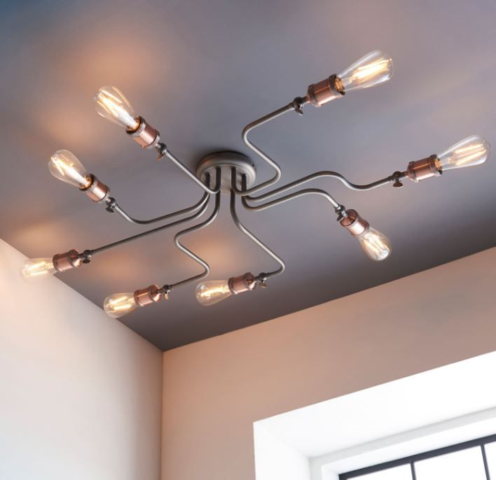 Hale Pewter Large Flush Ceiling Light