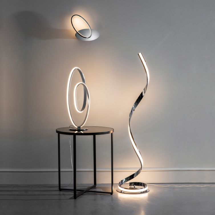 Arya Chrome and White LED Floor Lamp - Image 3
