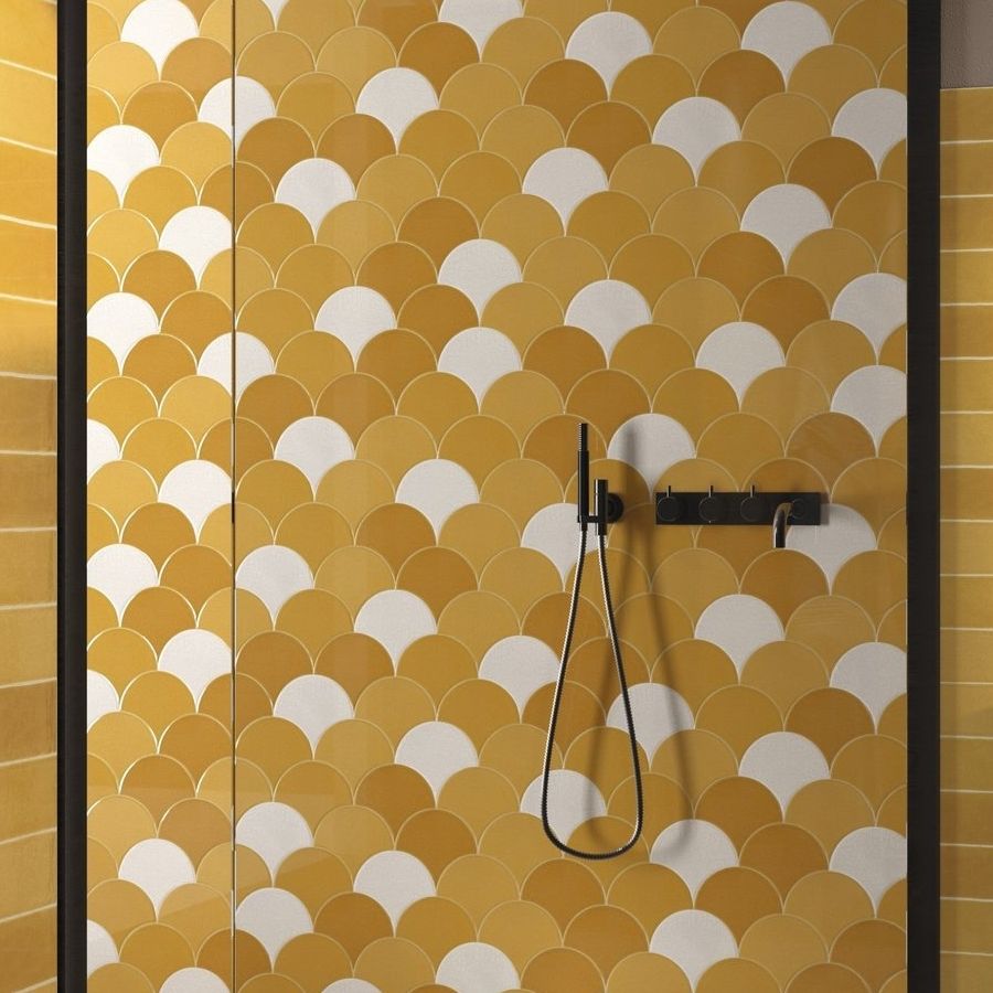 Handmade Crackle Mustard Escamas Wall Tile