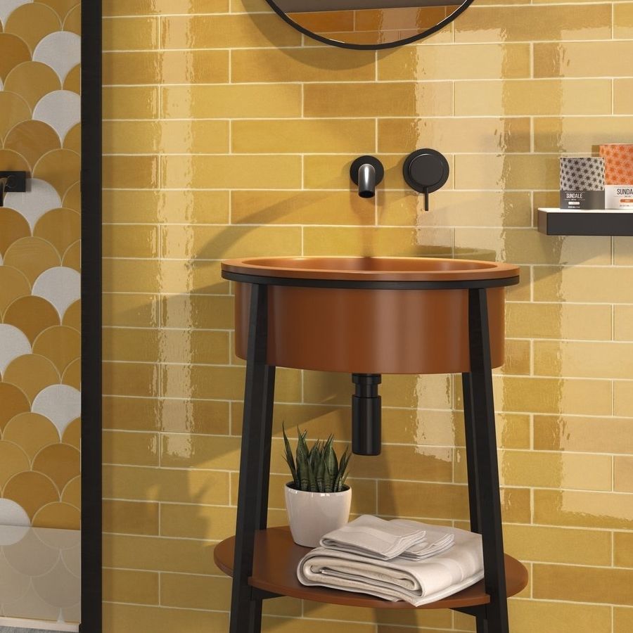 Handmade Crackle Mustard Wall Tile