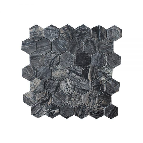 Zebra Polished Hexagon Marble Mosaic Tile sold per m2