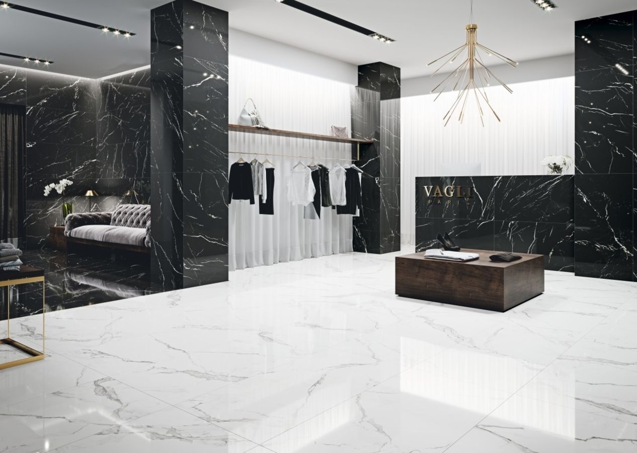 Marmorea Marquina Polished Marble Effect Wall and Floor Tile - Image 3