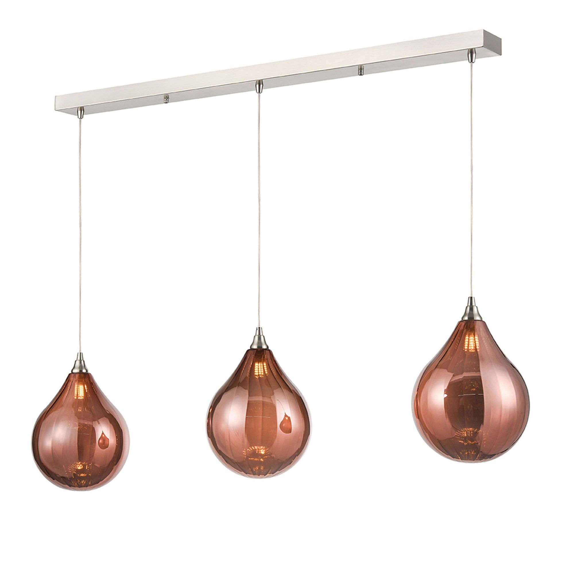 Franco Cascata Triple Bar Copper Glass Pendant
