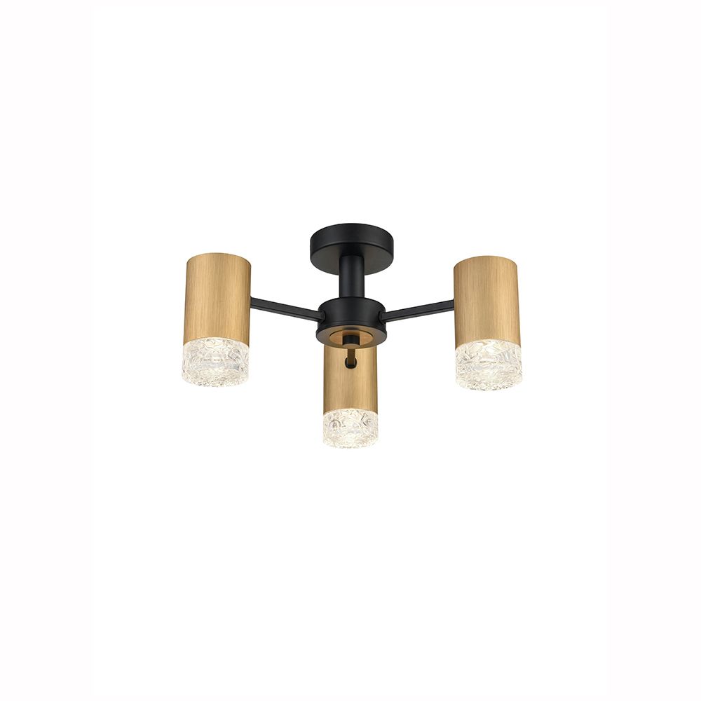Franco Candela Satin Brass 3lt Flush Ceiling Light