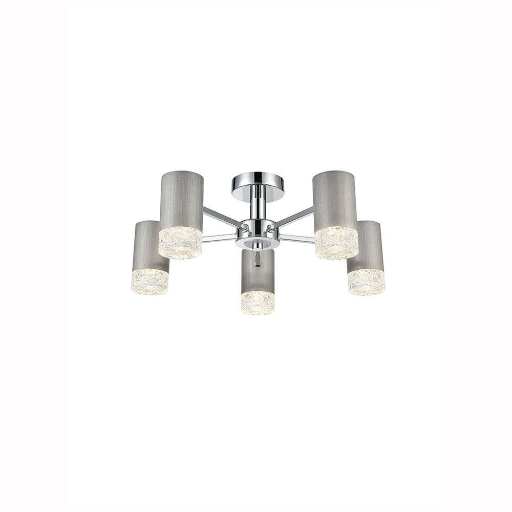 Franco Candela Satin Silver 5lt Flush Ceiling Light