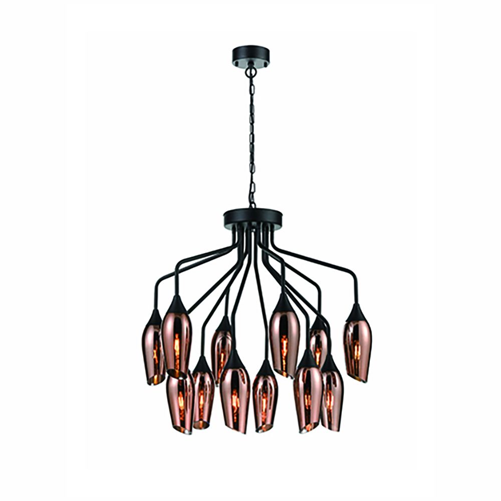 Franco Tulipano 12 light Copper Glass Chandelier