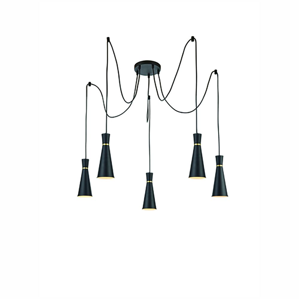 Franco Metallo 5lt Satin Black Pendant Light