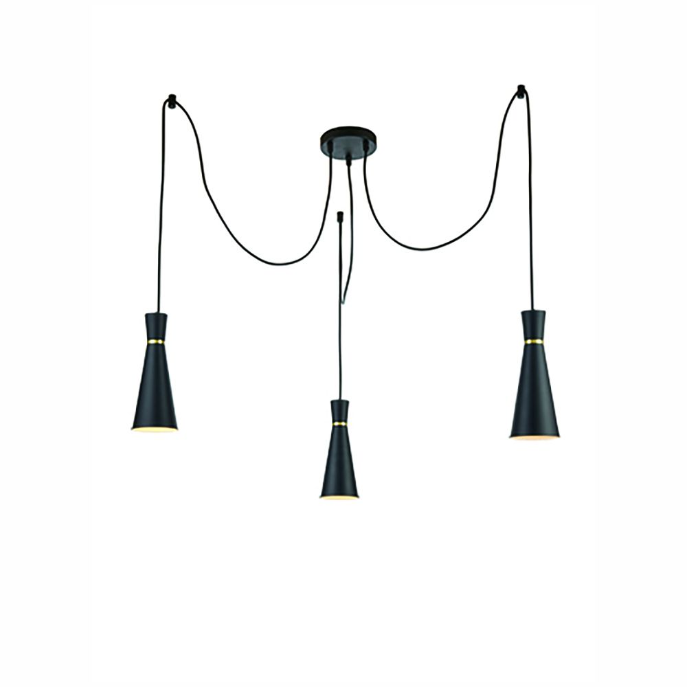 Franco Metallo Triple Satin Black Pendant Light