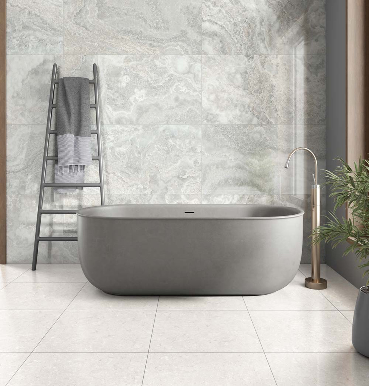 Izmir Blanco Polished Stone Effect Tiles By Grespania