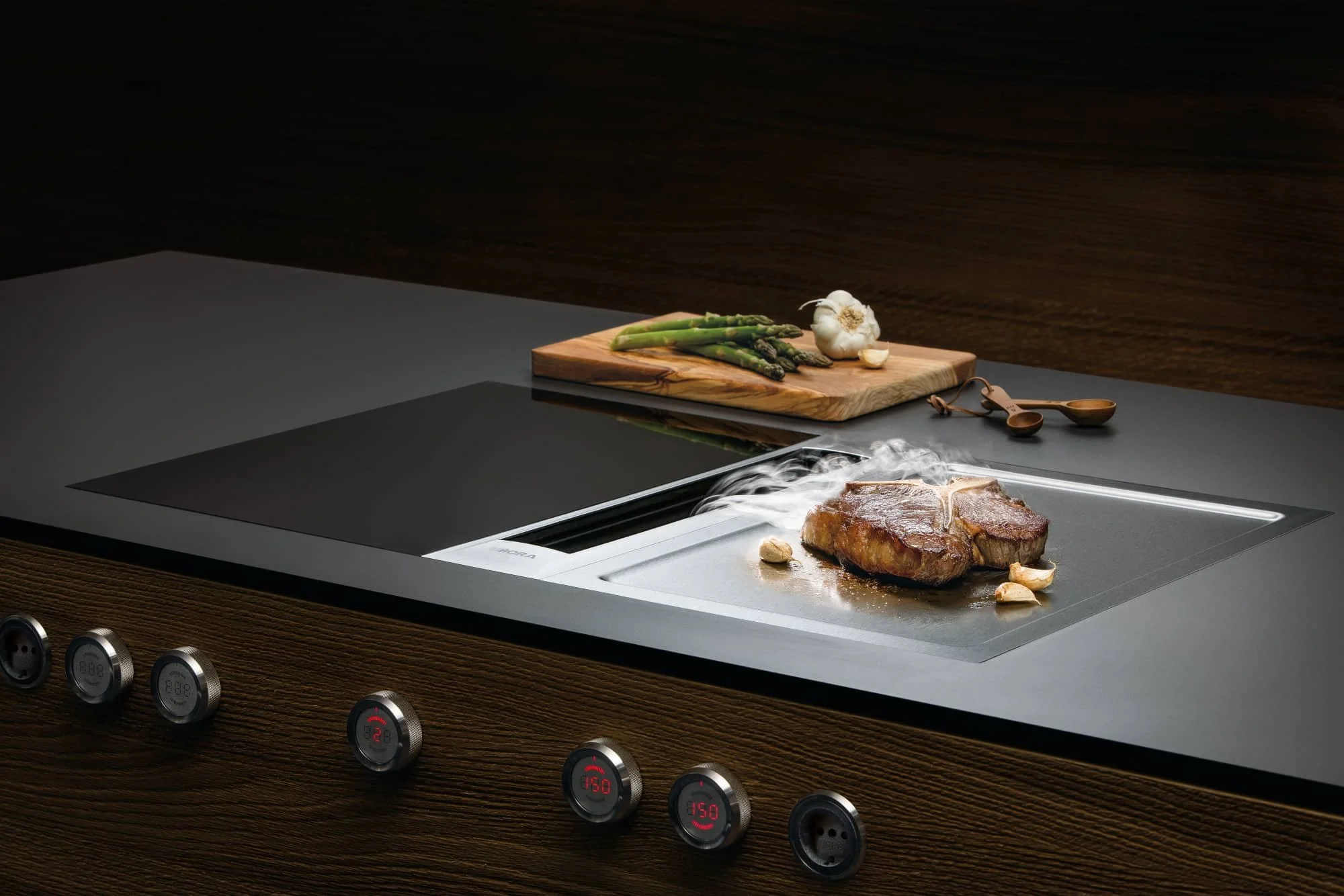 bora hob in La Fabrico kitchen showroom in Exeter