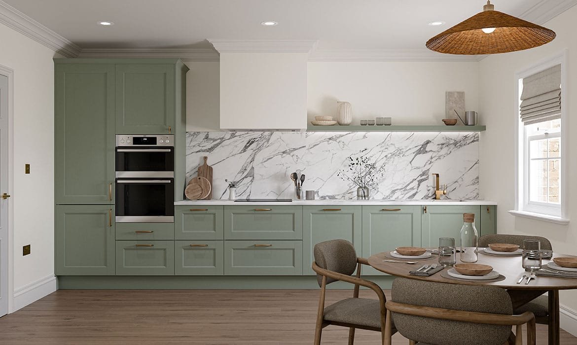 Gardiner of England Bethersden beaded kitchen in reed green