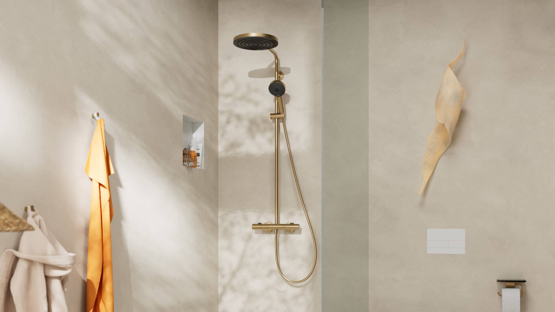 hansgrohe Pulsify shower in brushed bronze