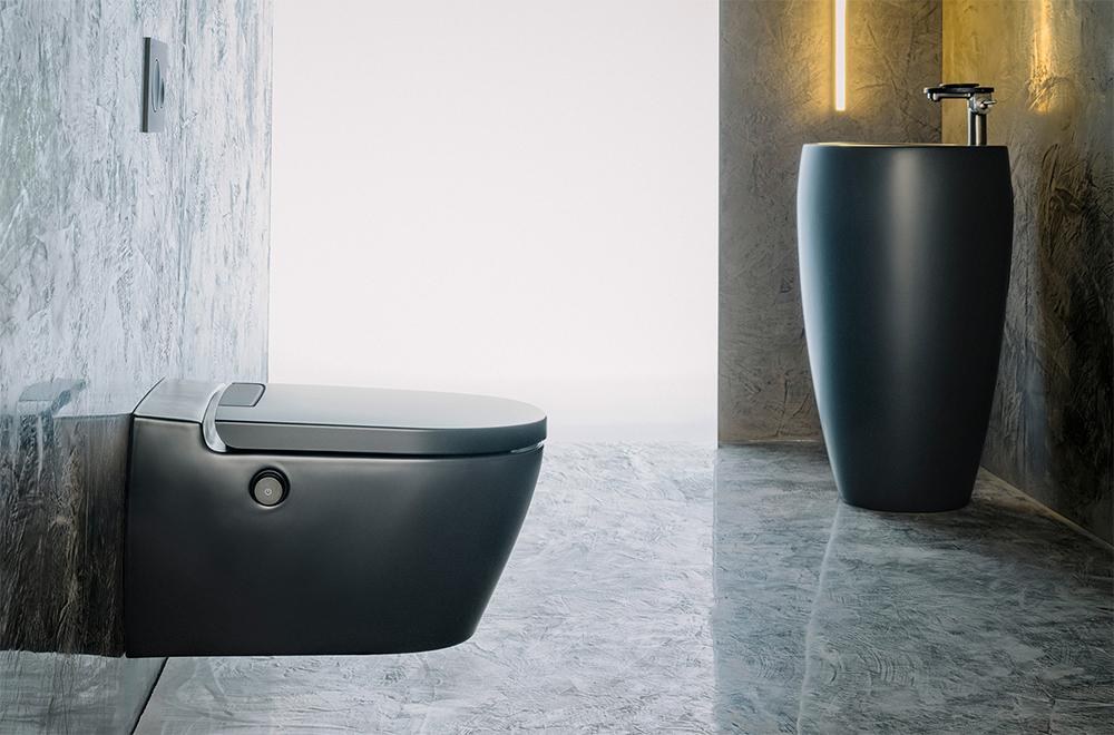 Laufen Cleanet shower toilet in a dark finish